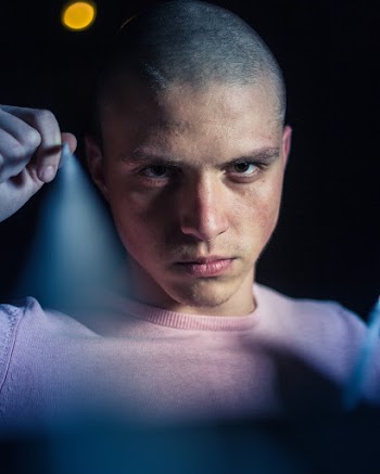 Man Wearing Pink Crew-neck Shirt