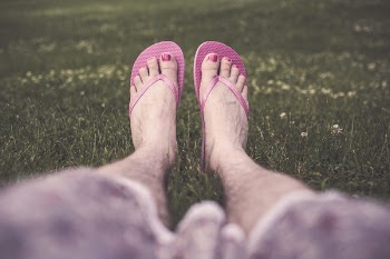 Man Wearing Pink Flip-Flops Free Photo 