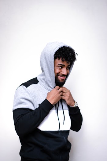 Man Wearing Pullover Hoodie