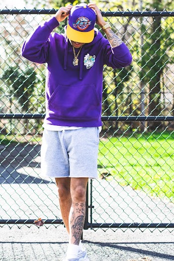 Man Wearing Purple Pullover Hoodie and Flat-brimmed Cap