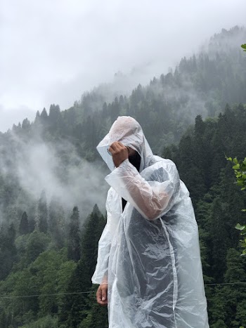 Man Wearing Raincoat