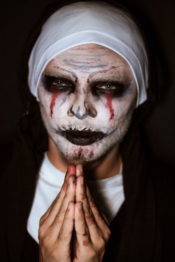 Man Wearing Valak Costume