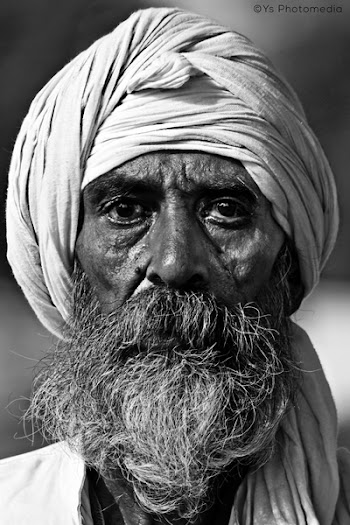 Man Wearing White Turban Grayscale Photo