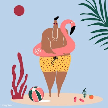 Man with a pink flamingo | Free stock vector - 580354