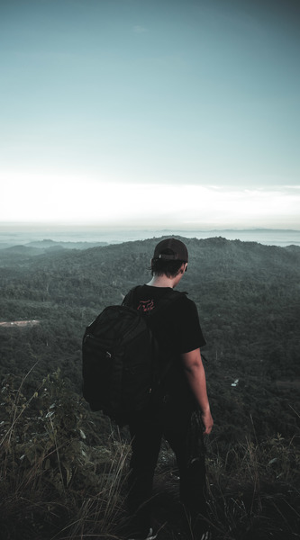 Man With Backpack Standing