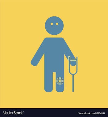 Man with crutch and knee pain vector image