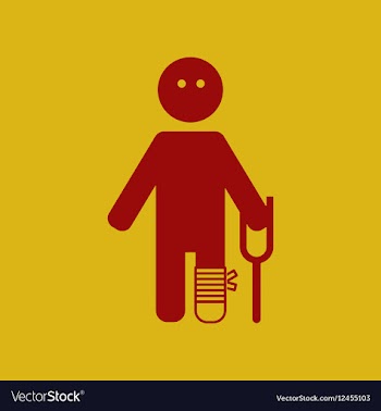 Man with crutch vector image