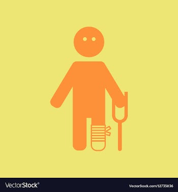 Man with crutch vector image