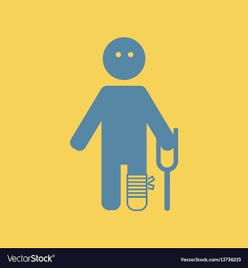 Man with crutch vector image