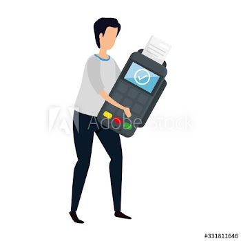 man with dataphone device design