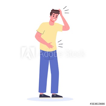 Man with disease symptoms set on white background