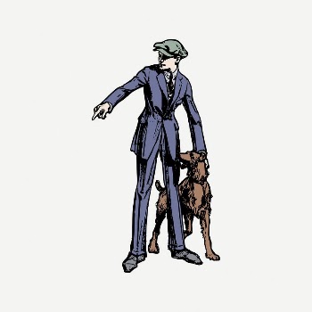 Man with dog clipart, vintage | Free PSD Illustration - rawpixel