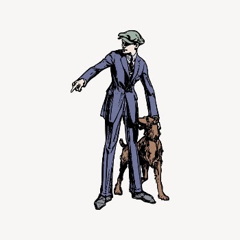 Man with dog collage element, | Free Vector Illustration - rawpixel