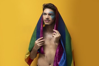 Man with Glitter Face Paint