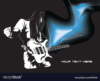 Man with guitar and wave vector image