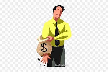 Man With His Hand Through A Money Bag Royalty Free - Cartoon