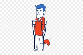 Man With Medical Plaster On Crutches - Man With Medical Plaster On Crutches