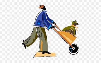 Man With Wheelbarrow Full Of Money Royalty Free Vector - Man With Wheelbarrow Full Of Money Royalty Free Vector