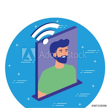 Man with wifi icon design