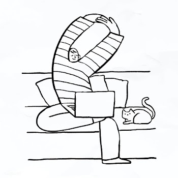 Man working from home with his cat sitting aside doodle element vector | Free  vector - 2310612