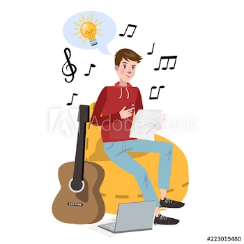 Man writing lyrics for song