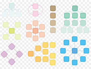 Management Organization - Multi - group vector color gradient box thinking map 