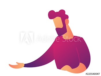 Manager doing presenting gesture with hands vector illustration