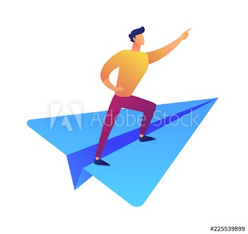 Manager flying on paper plane vector illustration