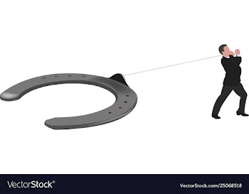 Manager pulls rope with a horseshoe vector image