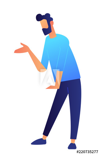 Manager standing and showing at something vector illustration