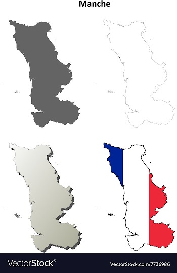 Manche Lower Normandy outline map set vector image