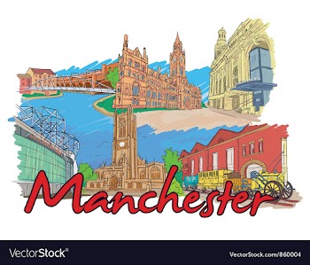 Manchester doodles vector image