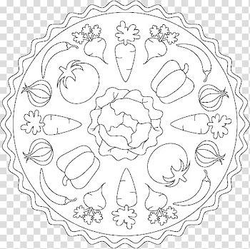 Mandala Ausmalbild Coloring book Line art Vegetable, Mandala transparent background PNG clipart