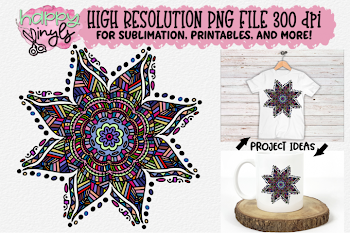 Mandala Colorful Flower Sublimation Design - A High Res PNG