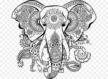 Mandala Coloring book Elephantidae AutoCAD DXF - Mandala elephant 