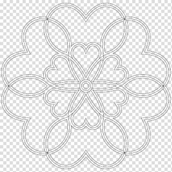 Mandala Coloring book Line art Black and white, Mandala heart transparent background PNG clipart