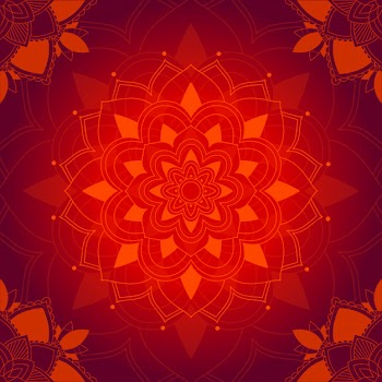 Mandala pattern on red background Free Vector