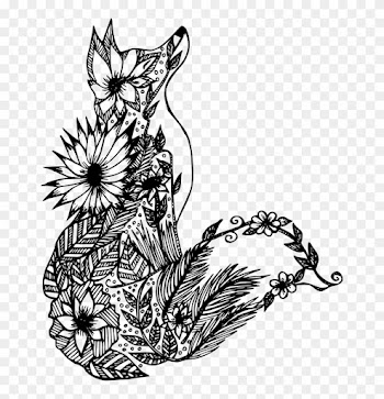 Mandala, Personal Use, Fox Flowers, - Mandala Animal Coloring Pages