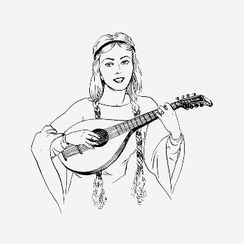 Mandolin player collage element, musical | Free PSD Illustration - rawpixel