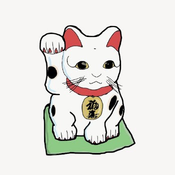 Maneki Neko sticker, Japanese lucky | Free PSD - rawpixel