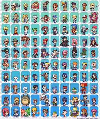 Manga and Anime Sprites, assorted anime icon lot  transparent background PNG clipart