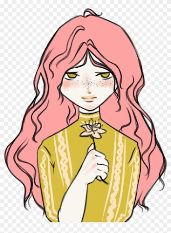 Manga Females Cliparts 20, - Girl Holding Flowers Drawing