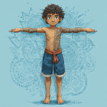 Manga-Style Polynesian Boy in T-Pose