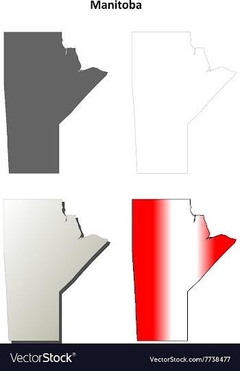 Manitoba blank outline map set vector image