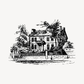 Mansion  clipart, vintage hand | Free Vector - rawpixel