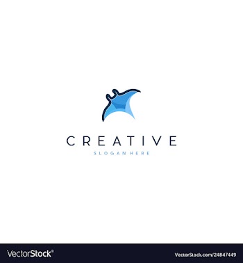 Manta ray fish creative logo design vector image