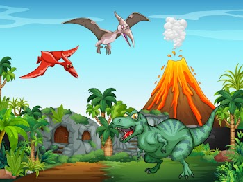 Many dinosaurs in the field Free Vector