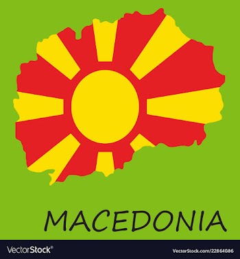 Map and flag of macedonia with color background vector image