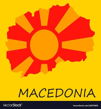 Map and flag of macedonia with color background vector image