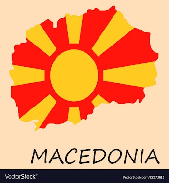 Map and flag of macedonia with color background vector image